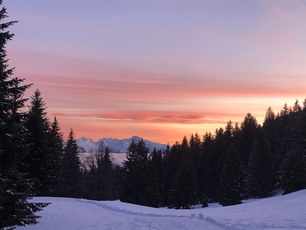coucher de soleil la Molière hiver randonnée Vercors